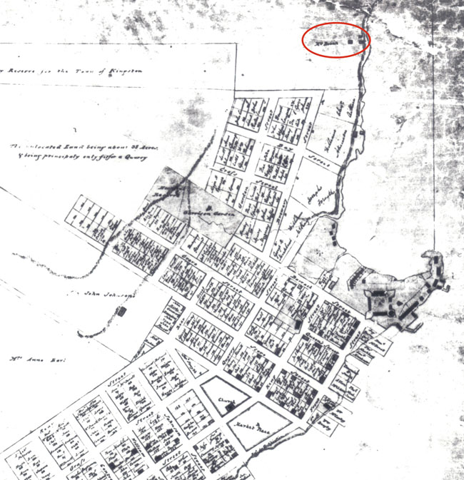 Historic map of Kingston showing Molly Brant’s property.