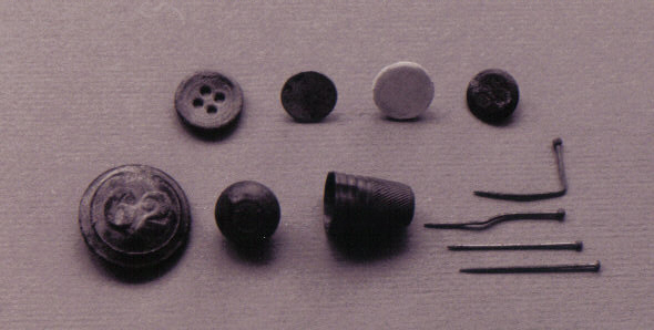 Small objects excavated at the Naval Cottages.